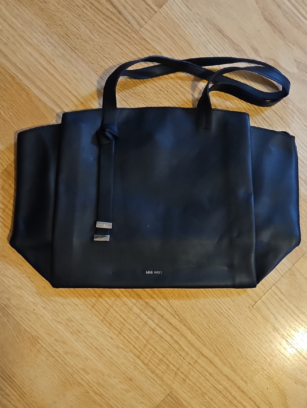 Nine West Black Structured Tote with Tie Accent